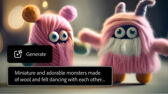 AI generated image of two little pink monsters created with Generate Video preview