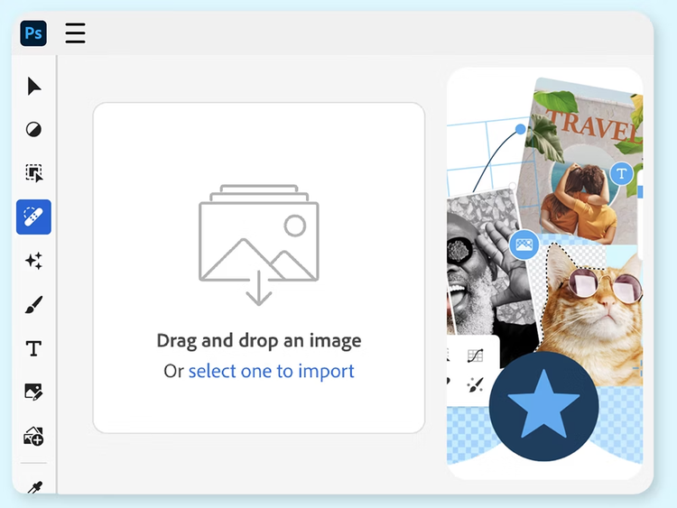 Drag or drop an image or select one to import