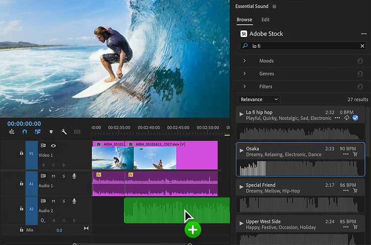 Option Titres sélectionnée dans Adobe Premiere Pro