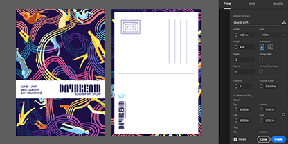 Postcard graphic design Adobe InDesign