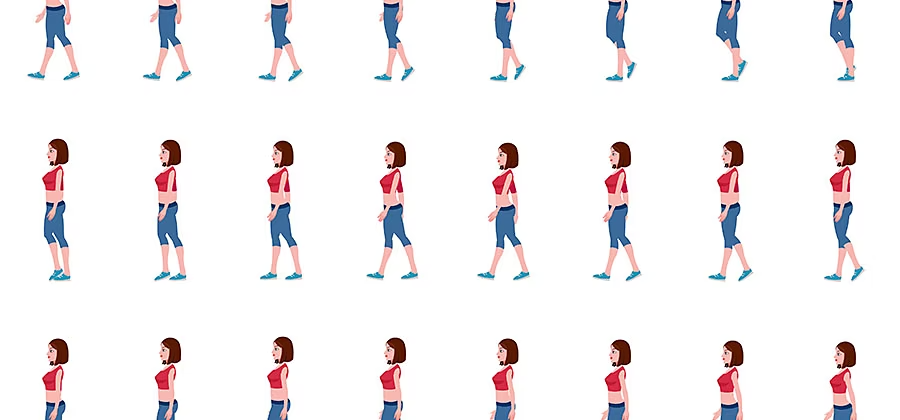 Set constructor animation walk of a little cute girl. Poses of a walking  child for animation Stock Vector | Adobe Stock