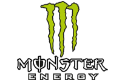 The logo for Monster Energy, three green vertical lines pointing down to white text that reads "Monster Energy."