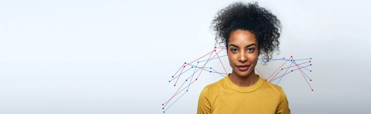 background image with woman in yellow shirt