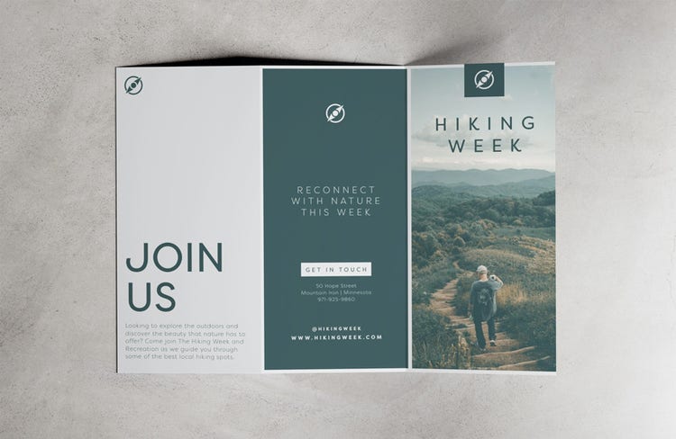 Printed brochure for hiking week