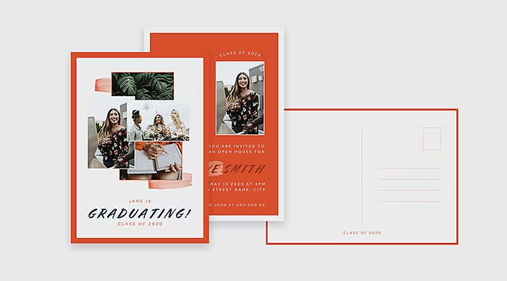 Design of a college graduation invitation and postcard