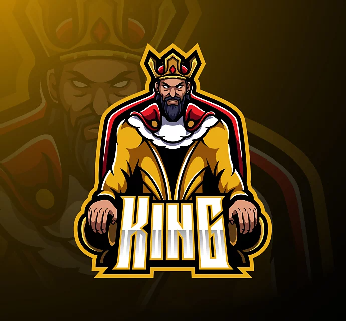 A mascot logo design using a king