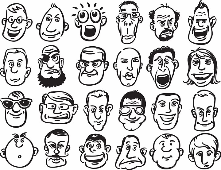 Collage of numerous caricature drawings