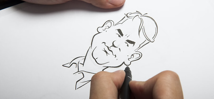 Caricature drawing of a person