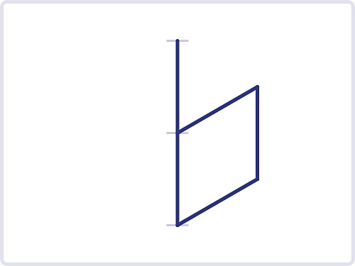 A diamond is added to the right of the line connected to the middle and bottom horizontal lines