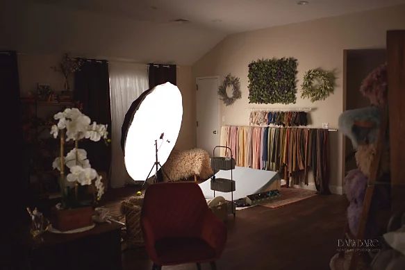 A photo studio designed for newborn baby photoshoots.