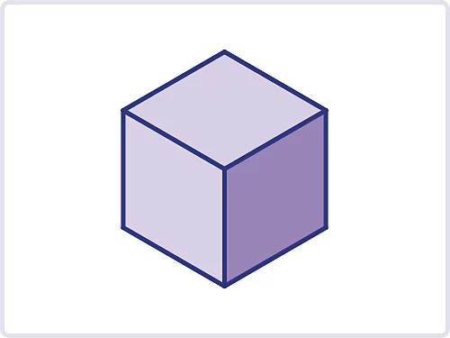 Two shades of purple are added to the cube sides to create depth