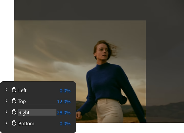 Video footage of someone in a blue sweater looking back in alarm is cropped with dialog window overlaid