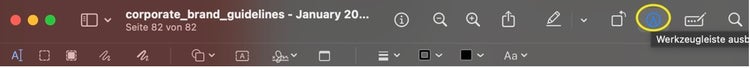 Screenshot der Symbolleiste der Vorschau-App auf dem Mac mit der Stiftoption, um die Werkzeugleiste zu öffnen