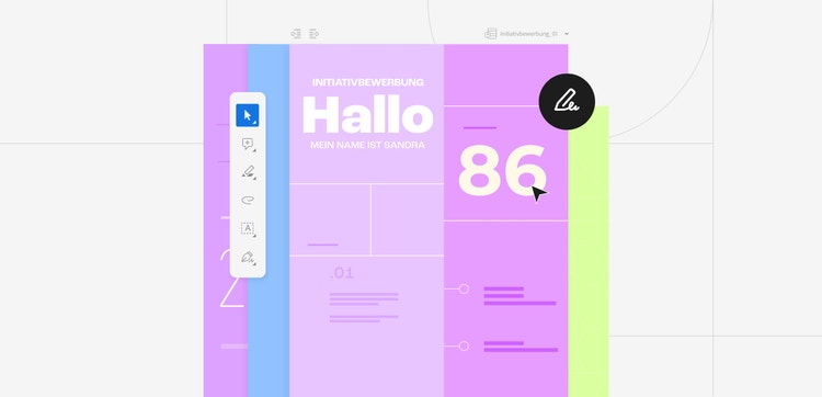 Illustration einer Initiativbewerbung mit den Adobe Acrobat Onlinetools