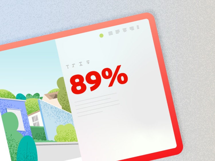 Illustration eines Tablets, auf dem das Studienergebnis von 89 Prozent eingeblendet ist.