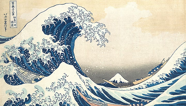 Zeichnung von „Die große Welle vor Kanagawa“