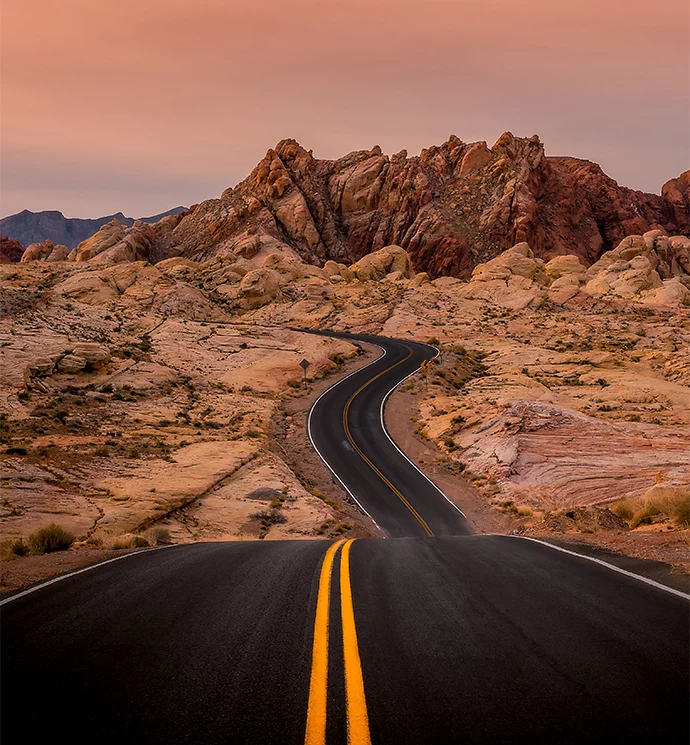 A road running through a desert