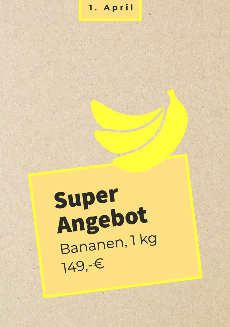 Beige Yellow Supermarket Banana April Fools Flyer