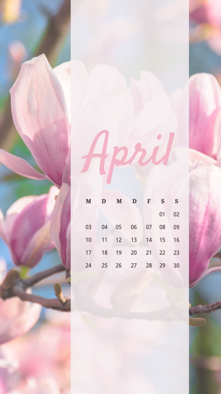 Pink Pastel Floral Image Monthly Calendar