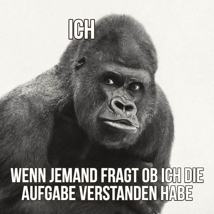 black and white meme with gorilla