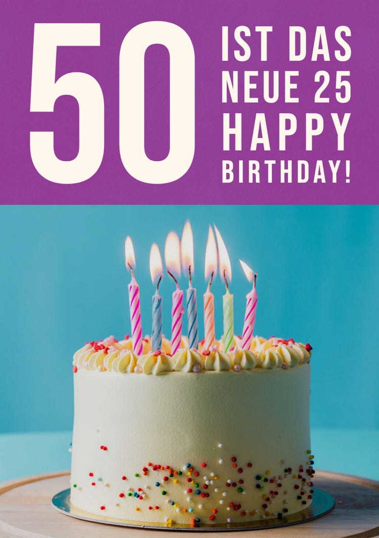 purple turquoise cake 50th Birthday Invite