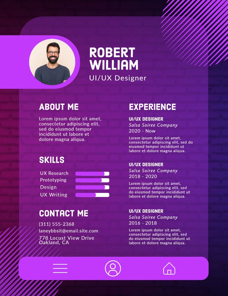 Purple Professional UI / UX Designer Resume