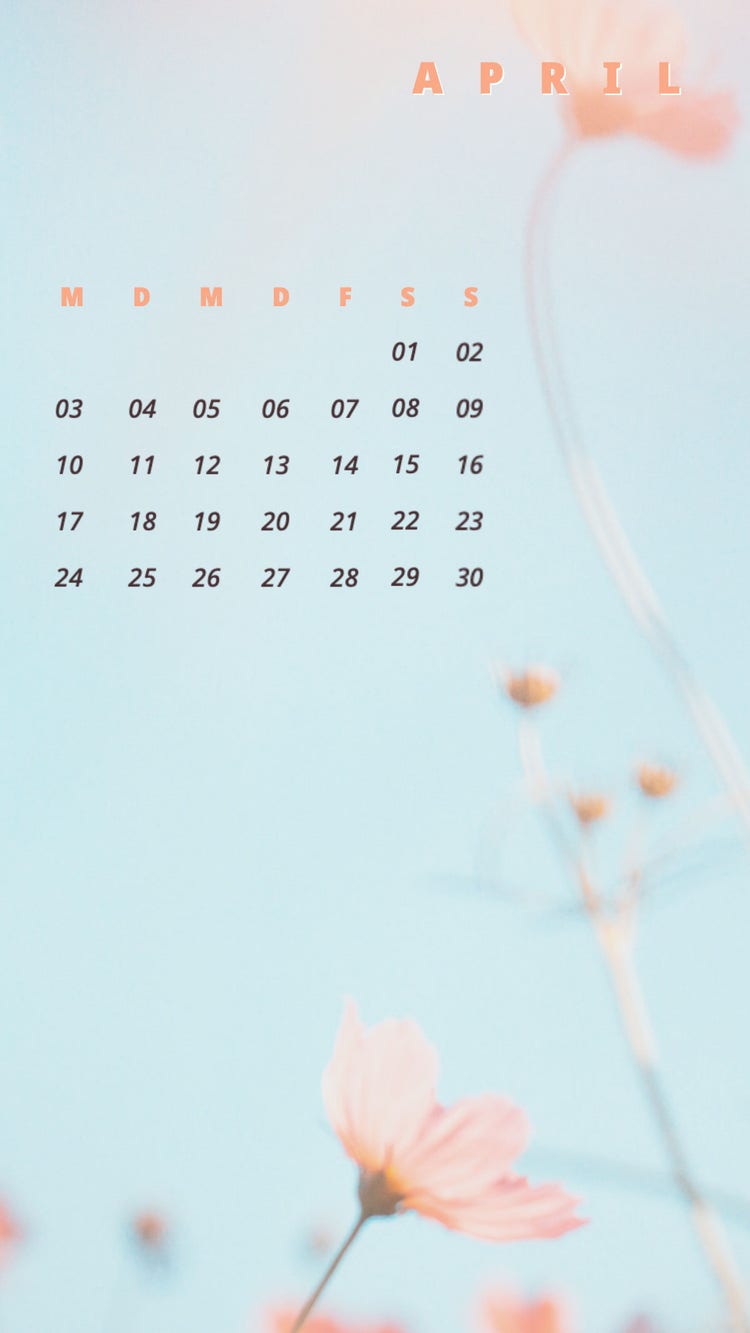 Light Blue Blurry Image Floral Monthly Calendar