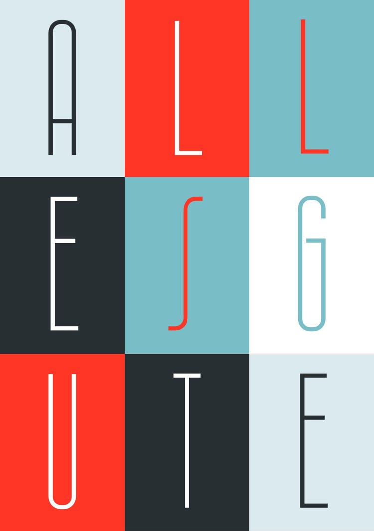colour grid typography birthday card