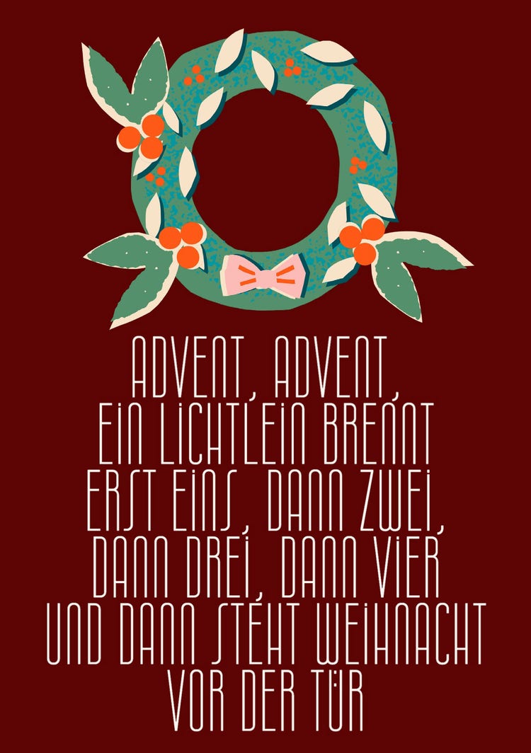 dark red green wreath illustration christmas Holiday Card