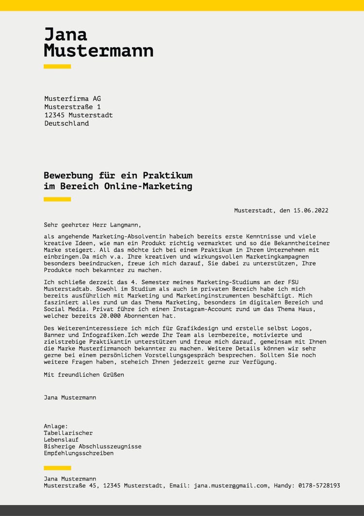 Yellow and Gray Cover Letter
