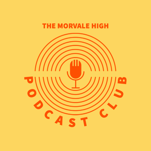 A logo for a podcast club Description automatically generated