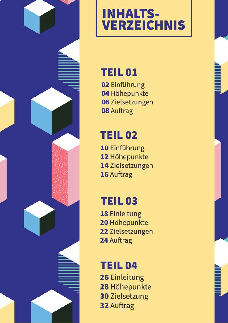 colorful geometric forms table of content