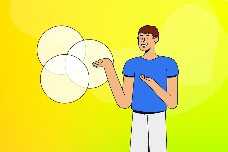 A cartoon of a person holding up two white circles Description automatically generated