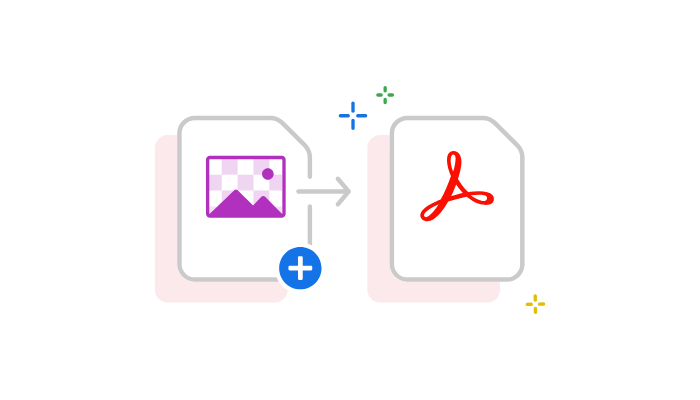 El gráfico ilustra cómo un archivo de imagen se convierte a PDF.