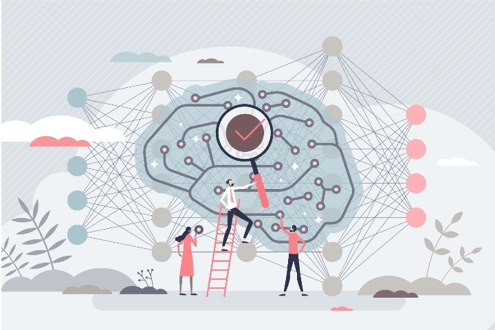 Cerebro humano con numerosas neuronas interconectadas.