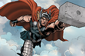 Ilustración del cómic de Thor con Mjölnir.