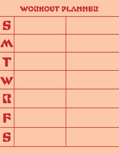 Free, custom printable workout planner templates online