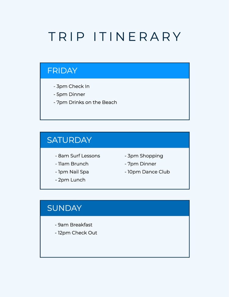 Free Itinerary Maker: Create an Itinerary Online | Adobe Express