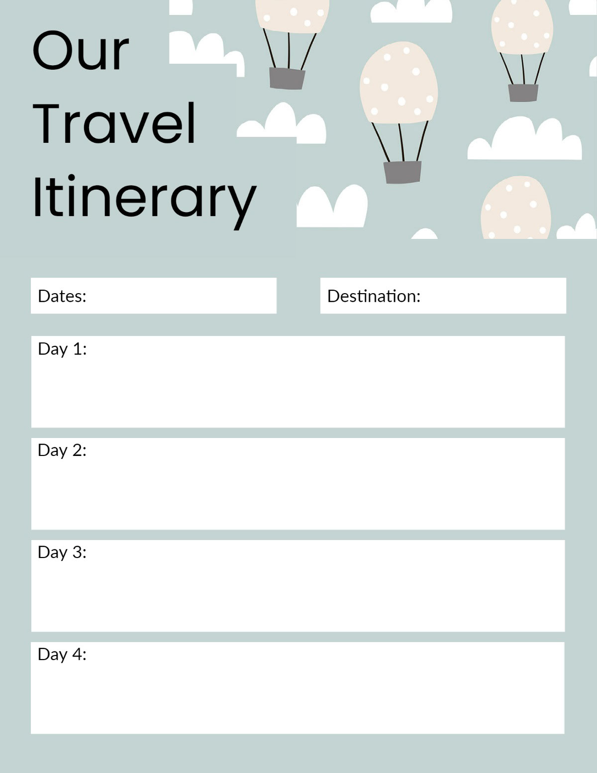 Excel Travel Itinerary Template