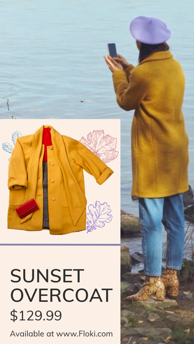 Promo video featuring a vibrant yellow overcoat is being edited in Adobe Express.