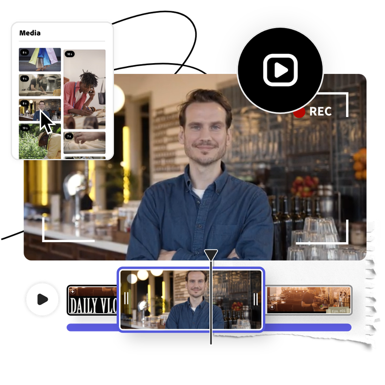 Icons and graphic elements, and YouTube video featuring a person in a bar setting playing in the background.