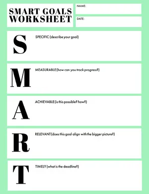 Free Smart Goal Setting Worksheet Templates Adobe Spark