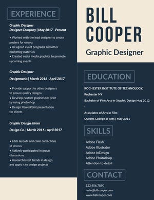 Blue and White Graphic Designer Resume Resume Examples