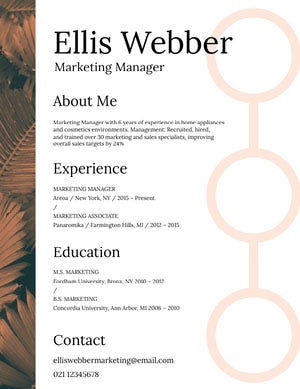 Brown and White Marketing Manager Resume Resume Examples
