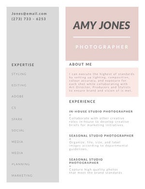 Pastel Colored Photographer Resume Resume Examples