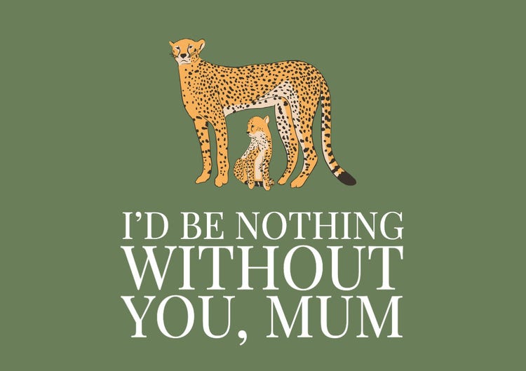 Green Leopard and Cub Mother's Day A5 Greeting Card
