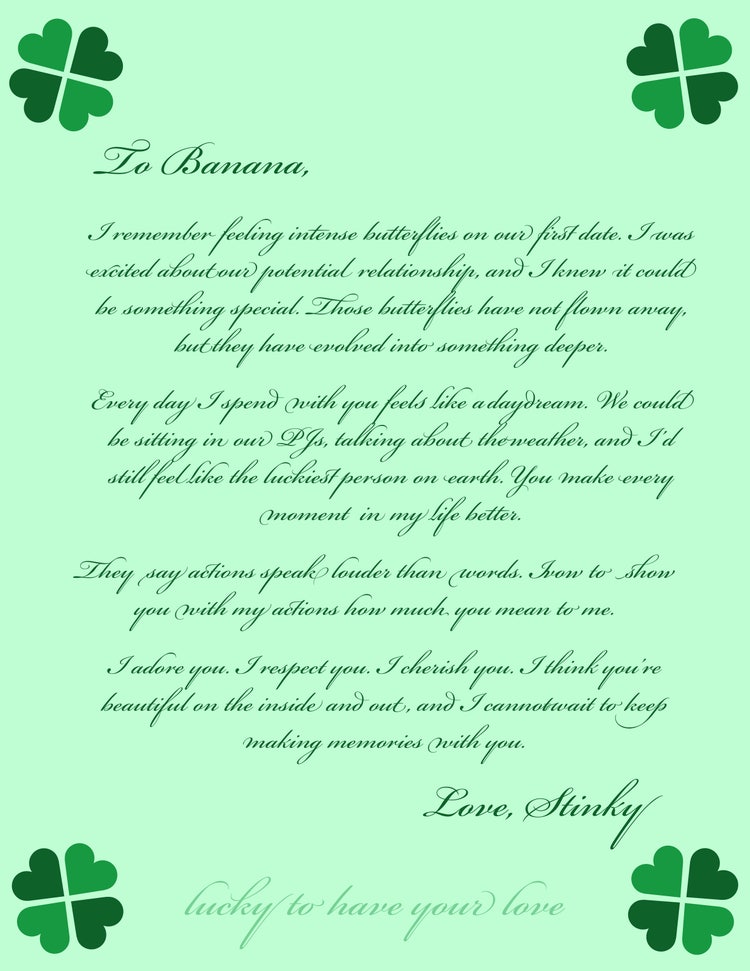 Green Clover Love Letter