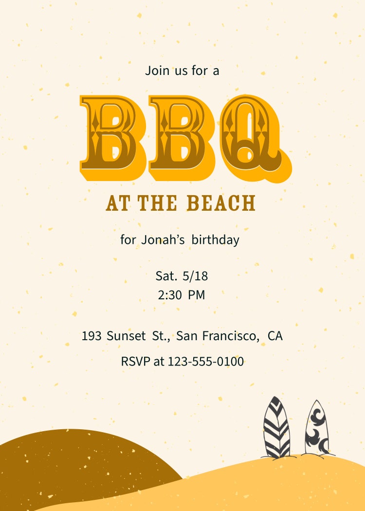 Yellow Beach BBQ Invitation