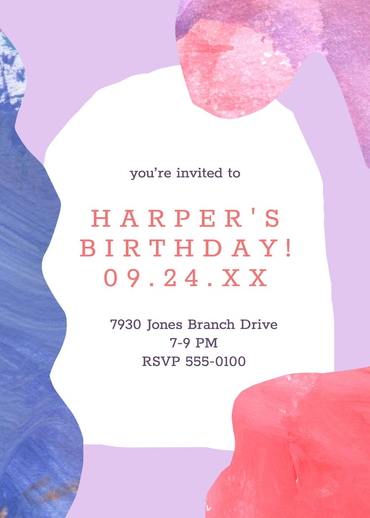 Purple and Pink Collage Birthday Invitation