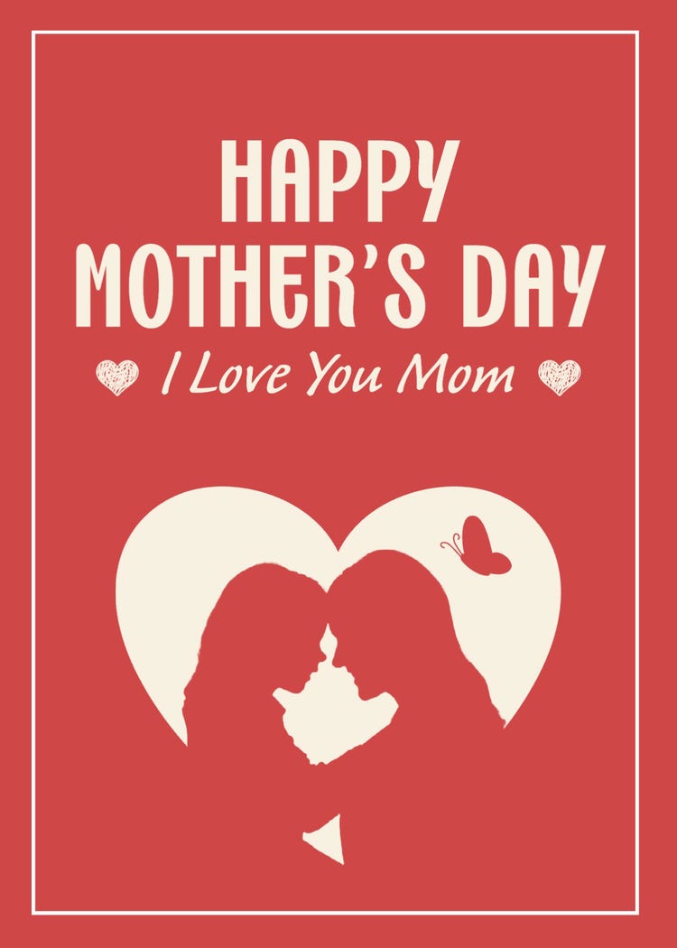 Red & Beige Mother's Day Card